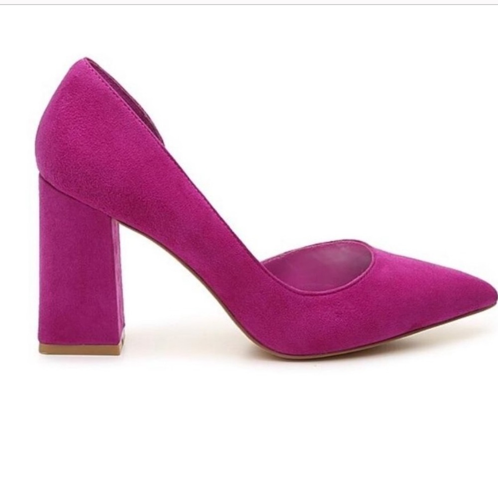Bleecker & Bond magenta suede pointed block heels 8. Worn 2 times